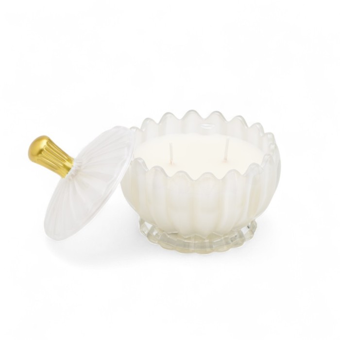 CANDELA CONCHIGLIA VETRO 11CM BIANCA